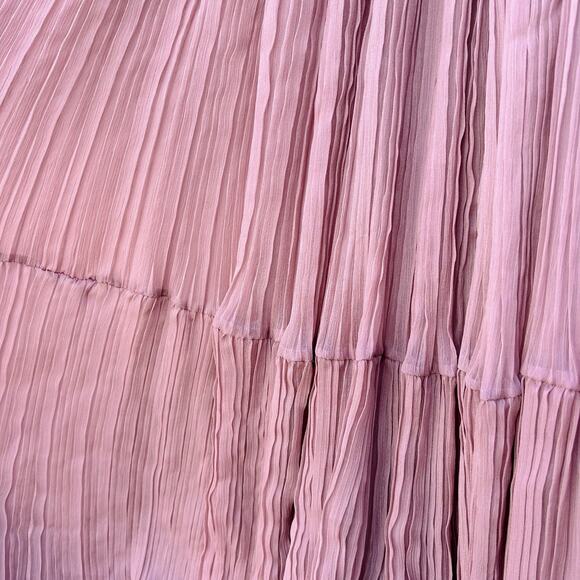 Nasty Gal Pink Chiffon Maxi Dress Tiered Ruffle Backless Gown M Formal Long - Picture 7 of 8